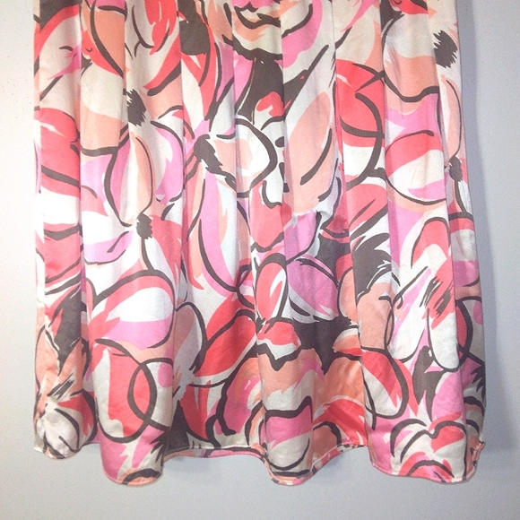 New York & Company 100% silk abstract floral pleated high Waist midi skirt Sz. 8 - Picture 4 of 7